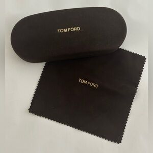 Tom Ford Eyeglass Case Hard Clamshell with Cleaning Cloth Dark Brown Velvet